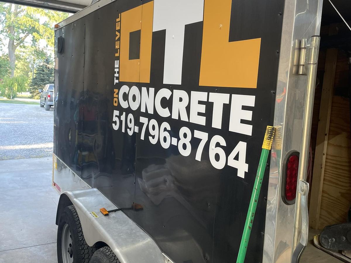 OTL Concrete branded equipment trailer