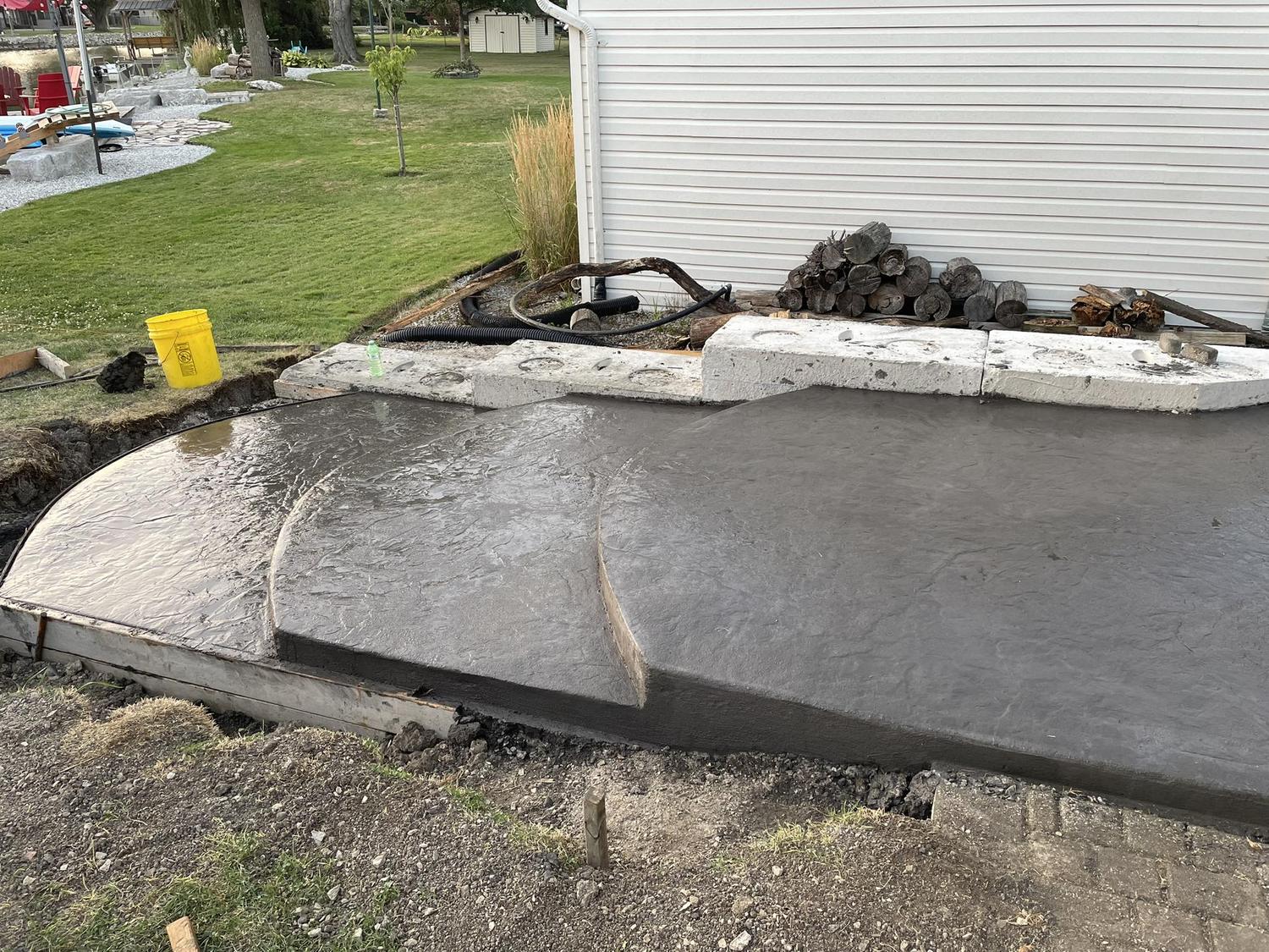 Freshly finished grade entrance steps